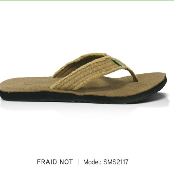 Sanuk | Shoes | New Mens Sanuk Fraid Not Flip Flop Khaki | Poshmark